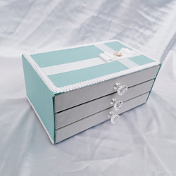 爽やかティファニーブルーの風 3段ジュエリーボックス アクセサリー