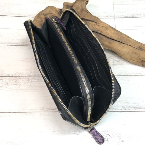 【蛇革】フルラウンドファスナーロング財布(Ｌ字コインケース)