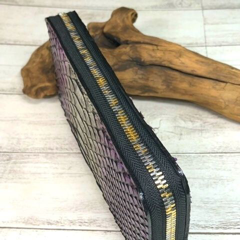 【蛇革】フルラウンドファスナーロング財布(Ｌ字コインケース)