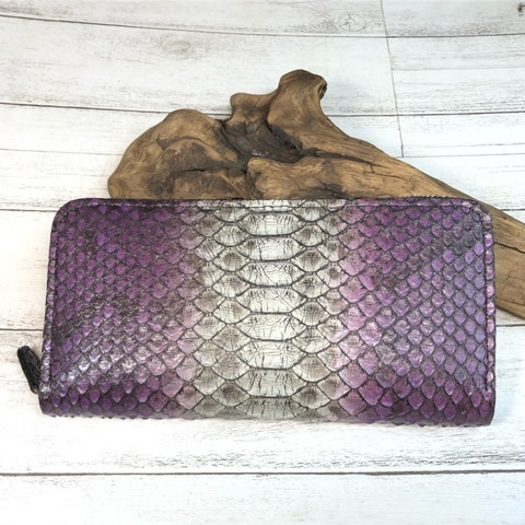 【蛇革】フルラウンドファスナーロング財布(Ｌ字コインケース)