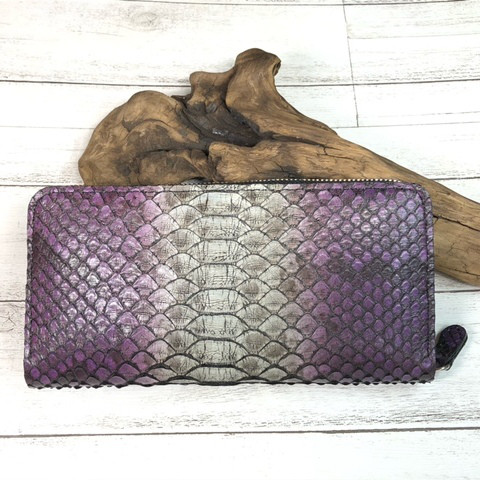 【蛇革】フルラウンドファスナーロング財布(Ｌ字コインケース)