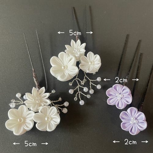 ご予約品/オーダーメイド【つまみ細工】赤と白の髪飾り 結婚式 白無垢