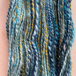 淡ブルー手紡ぎ糸双糸　約23g 5枚目の画像