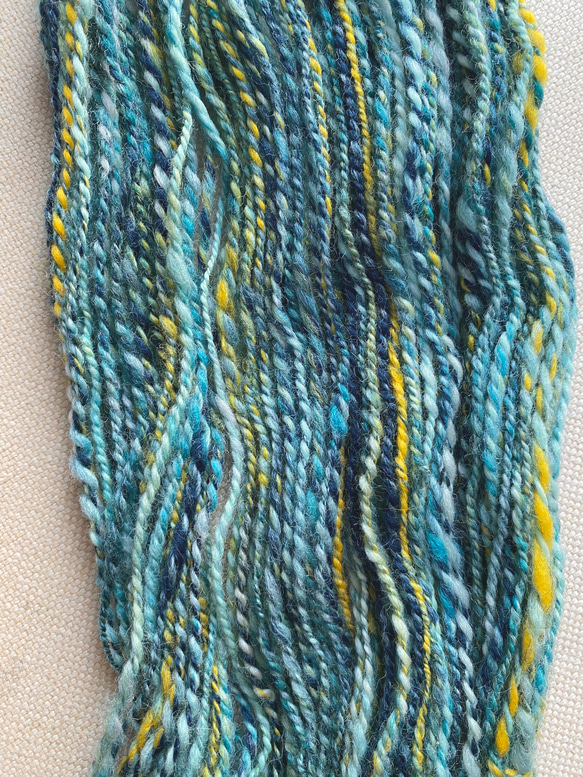 淡ブルー手紡ぎ糸双糸　約23g 2枚目の画像