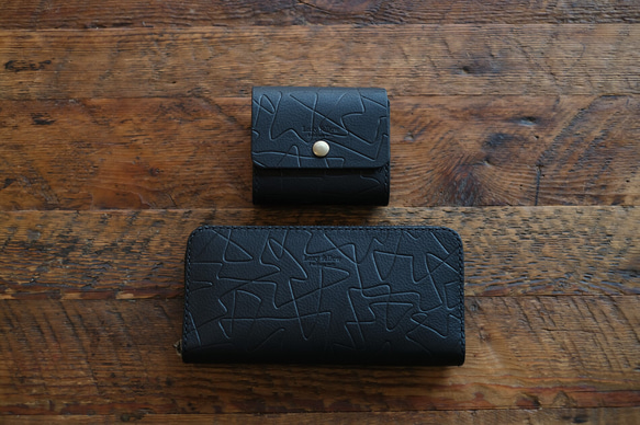幾何学模様の長財布　ラウンドファスナー　black　 10枚目の画像