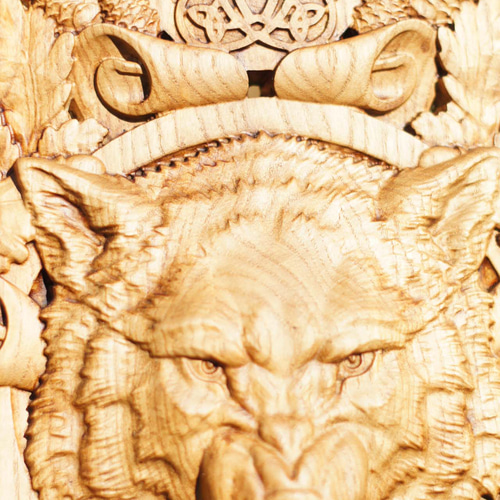 木彫レリーフ ≪狼＝Wolf≫ 参次元彫刻『絆』 ウォールステッカー  