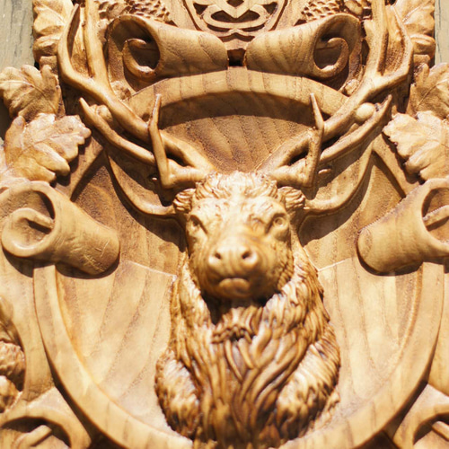 木彫レリーフ ≪鹿＝Deer≫ 参次元彫刻『絆』 ウォール