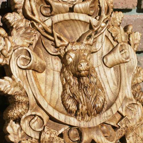 木彫レリーフ ≪鹿＝Deer≫ 参次元彫刻『絆』 ウォールステッカー