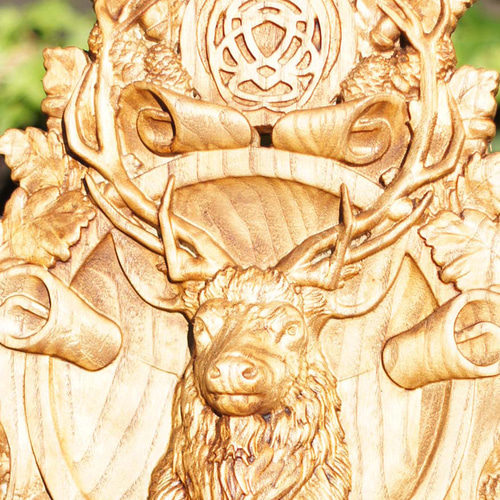 木彫レリーフ ≪鹿＝Deer≫ 参次元彫刻『絆』 ウォール