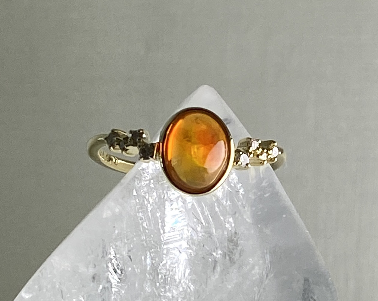 天然ファイヤーオパール0.97ct K18リング メキシコ オパール
