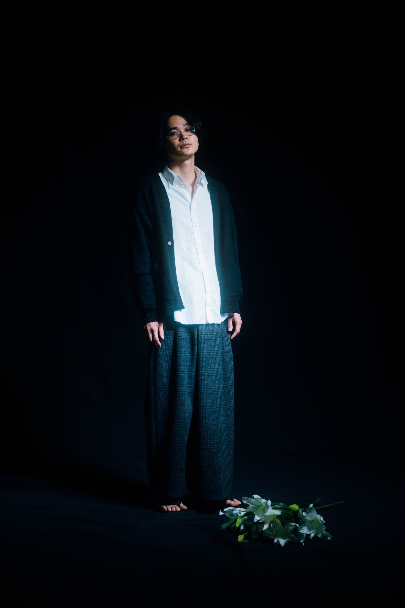 Recycle Wool Mix Cardigan（Black)