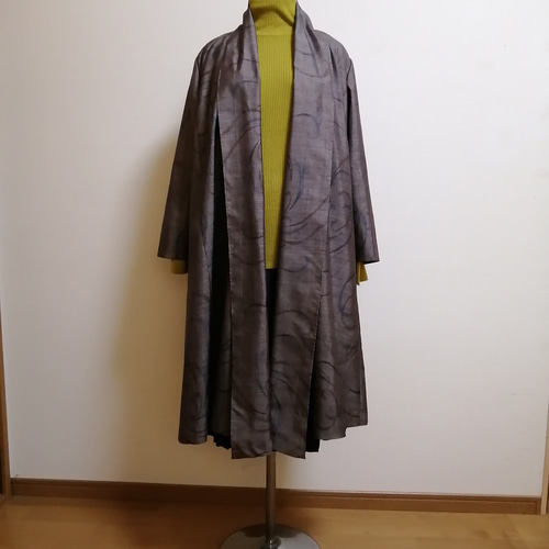 SOLD 着物リメイク コートワンピース 大島紬 ワンピース さら SOLD 着物リメイク コートワンピース 大島紬 ワンピース さら