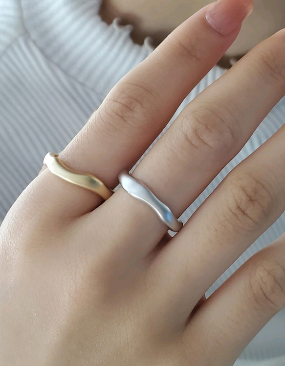 ウェーブリング　末永く使えるリングマット仕上げ RS-76やさしいフォルムのピンクゴールドリング 10枚目の画像