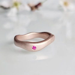 ウェーブリング　末永く使えるリングマット仕上げ RS-76やさしいフォルムのピンクゴールドリング 8枚目の画像
