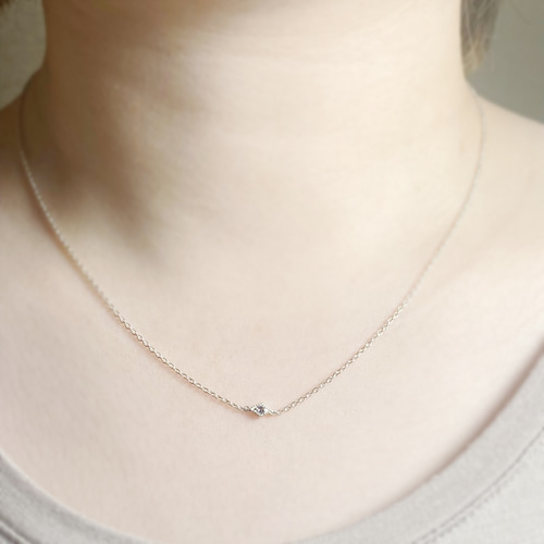 華奢なひし形3石ネックレス シルバー 真鍮 チェーン 選べる