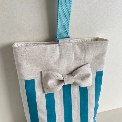 ハンドメイド オーダー ランチョンマット 巾着 リボン 上履き入れ 水色 ハンドメイド オーダー ランチョンマット 巾着 リボン 上履き入れ 水色