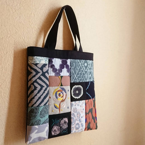 M☆ミナペルホネンのぺたんこバッグ♡愛しのパッチワーク-157