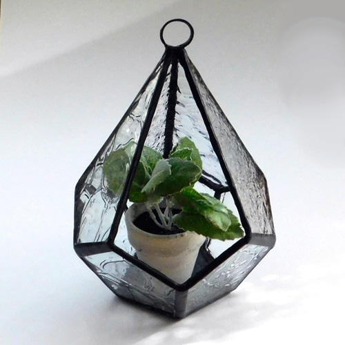 ステンドグラス テラリウム5角錘（大）緑 No,2648 一輪挿し・花瓶