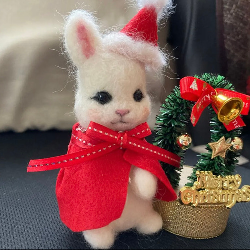 羊毛フェルト　くまちゃん　うさぎちゃん サンフェルト フェルト羊毛キット モコモコうさぎくまちゃん SYM