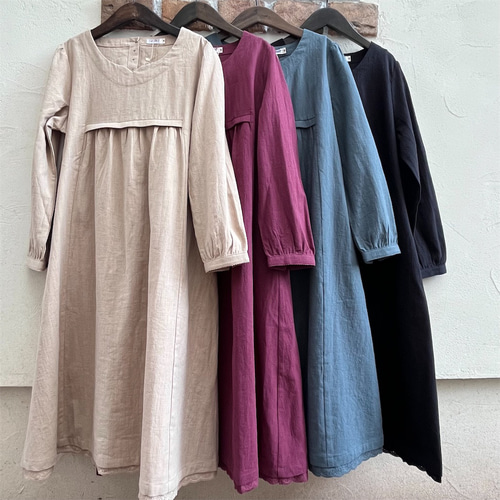 美人デコルテ♡ゆったりリネンワンピース（22s-075）ベージュ  