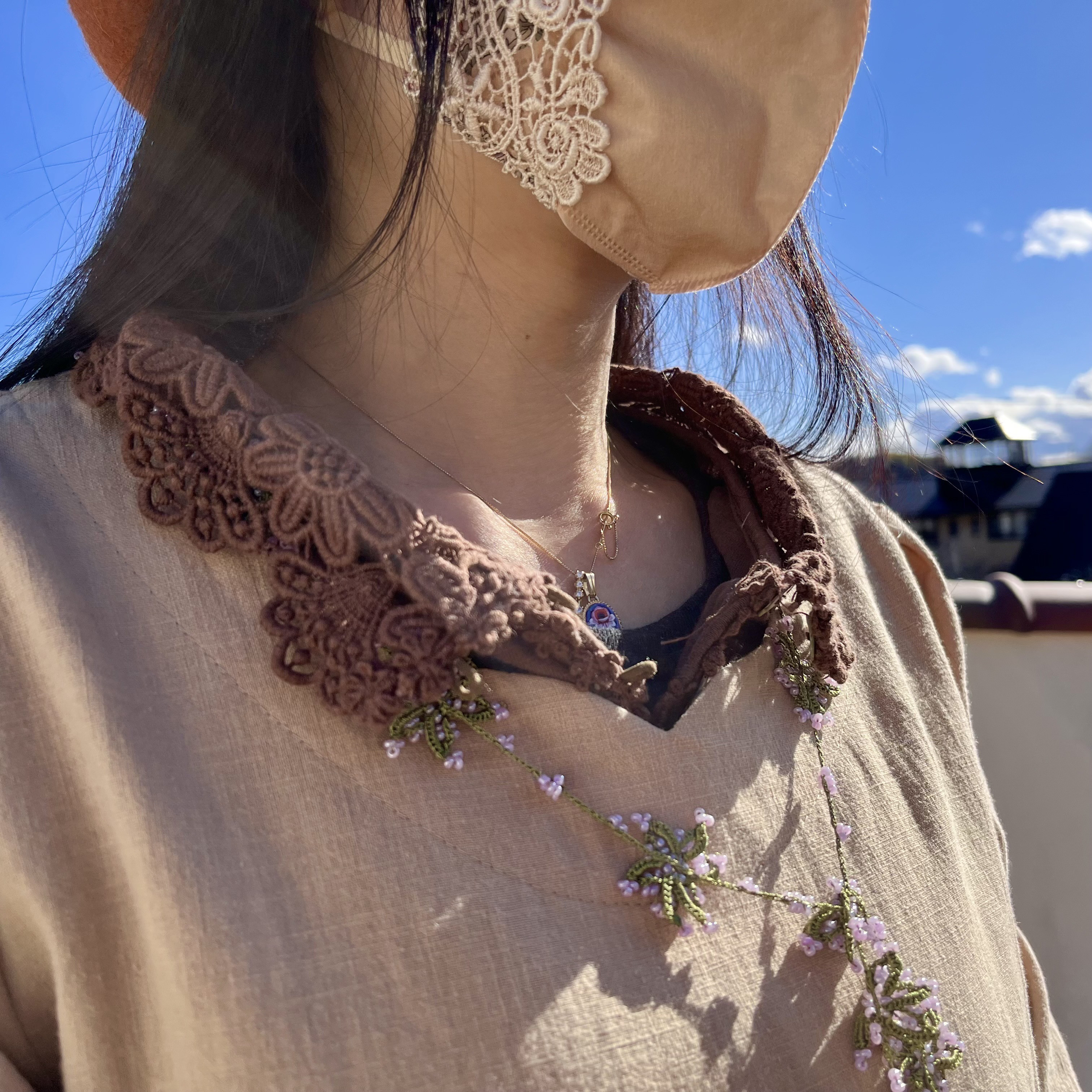 美人デコルテ♡ゆったりリネンワンピース（22s-075）ベージュ