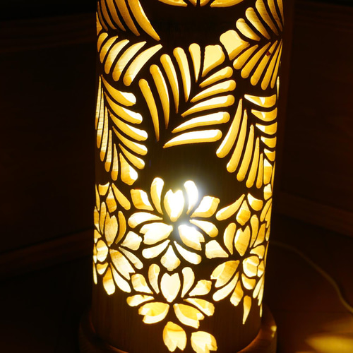 竹灯り・竹あかり・竹灯籠・竹灯篭・竹ランプ 繊細彫～～ 癒しの灯り