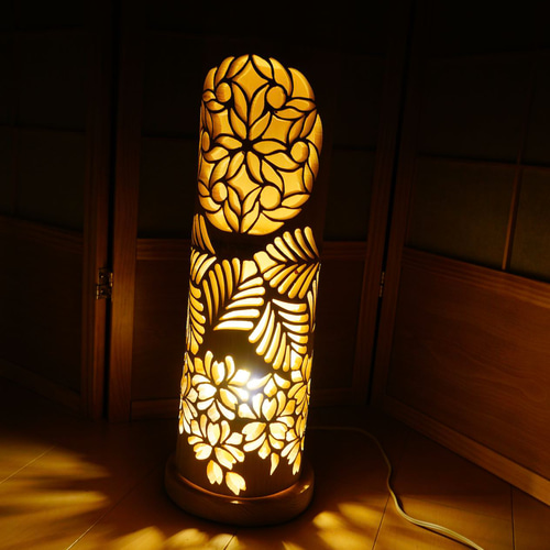 竹灯り・竹あかり・竹灯籠・竹灯篭・竹ランプ 繊細彫～～ 癒しの灯り