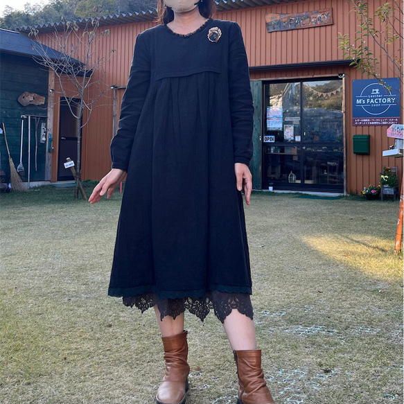 中厚リネンのブラックフォーマル◎卒業式や入学式にも！美人デコルテ