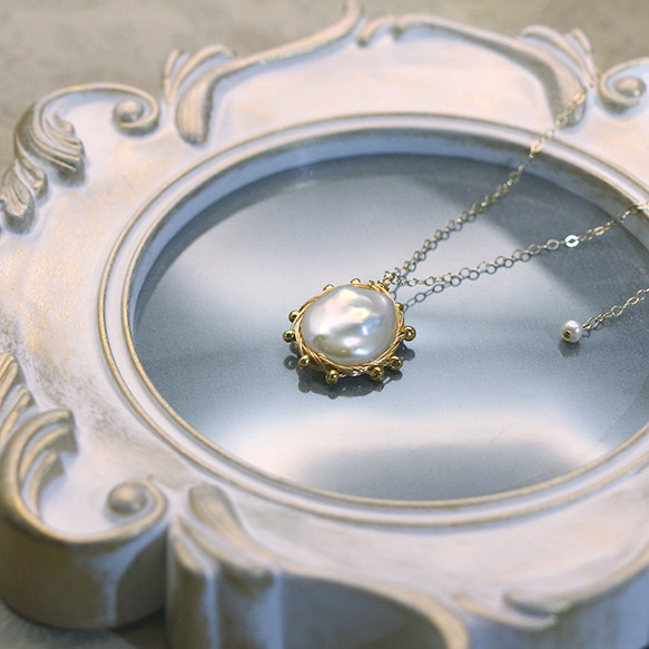 『向日葵』淡水バロックパールネックレス・K14GF♪送料無料♪