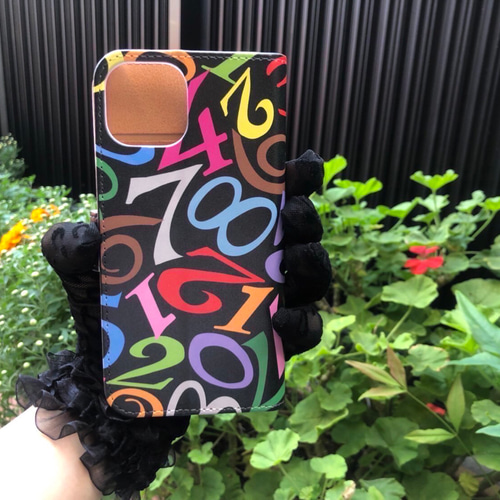 iPhone15手帳型ケースSE3 13 14 数字ストリート系　オーダーメイド オリジナル iPhone手帳型ケースSE3 13 14 数字モード系 管理D-2