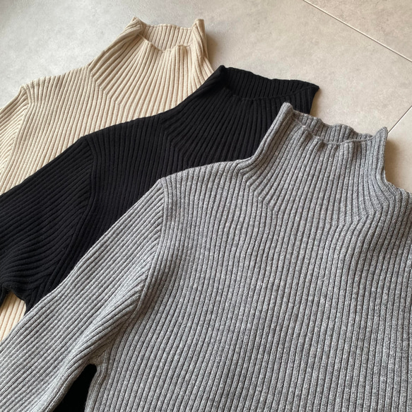 【再販】送0 新作タートルネックのシンプル薄手リブニット【タートルリブニット】 10枚目の画像