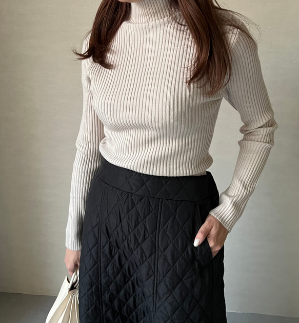 【再販】送0 新作タートルネックのシンプル薄手リブニット【タートルリブニット】 7枚目の画像