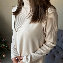 【再販】送0 新作タートルネックのシンプル薄手リブニット【タートルリブニット】 5枚目の画像