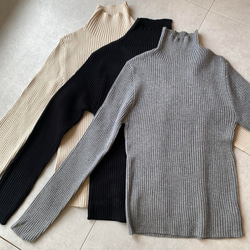 【再販】送0 新作タートルネックのシンプル薄手リブニット【タートルリブニット】 2枚目の画像