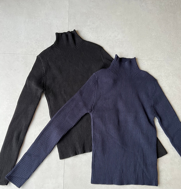 【再販】送0 新作タートルネックのシンプル薄手リブニット【タートルリブニット】 15枚目の画像