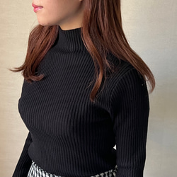 【再販】送0 新作タートルネックのシンプル薄手リブニット【タートルリブニット】 4枚目の画像