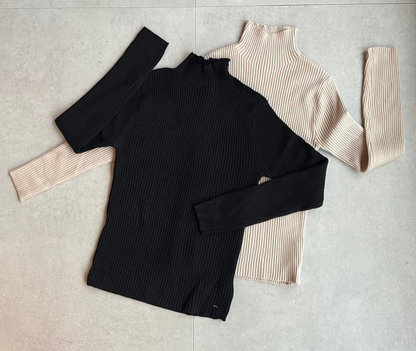 【再販】送0 新作タートルネックのシンプル薄手リブニット【タートルリブニット】 6枚目の画像