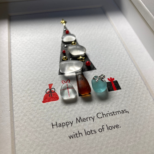 White*Xmas】クリスマスツリー シーグラスアート