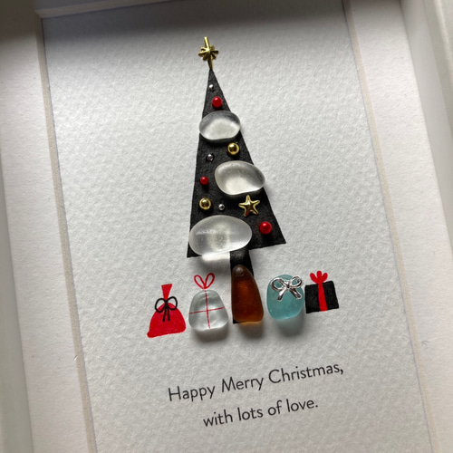 White Christmas シーグラスアート／天然石／クリスマス シーグラスアート「ホワイトクリスマスツリー」 その他アート ゆきみ