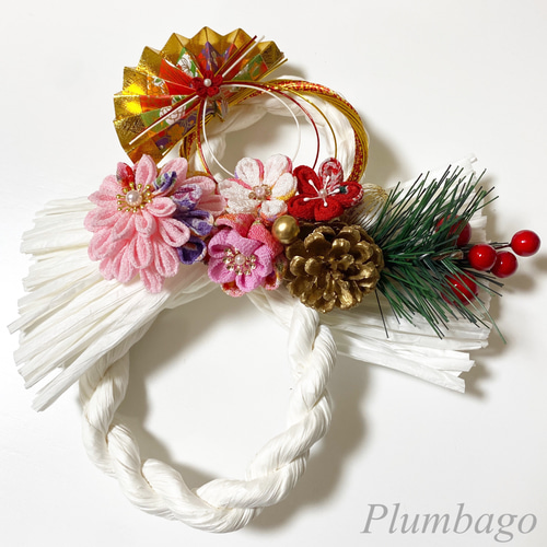 ✿つまみ細工✿ お正月しめ縄飾り(ホワイトVer,1) しめ縄・しめ飾り