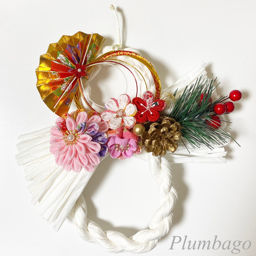 ✿つまみ細工✿ お正月しめ縄飾り(ホワイトVer,1) しめ縄