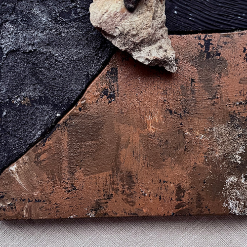 97/木と石と色のアートパネル 原画|木製|オブジェ|ディスプレイ|抽象画