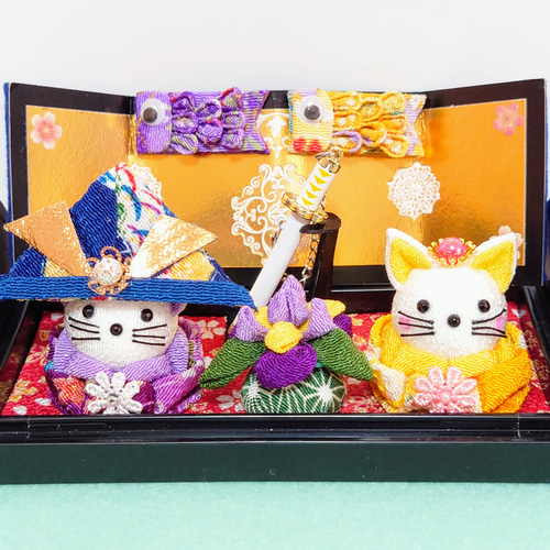 5月人形2021】ねこちゃんかぶと【つまみ細工】 ひな人形・雛飾り