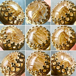 真鍮☆宝石質ルチルクォーツAAA☆11〜18号フリーサイズ☆ラウンド9.5mm☆天然石リング 3枚目の画像