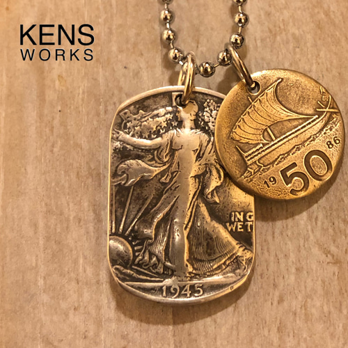 USAウォーキングリバティ銀貨ドッグタグネックレス