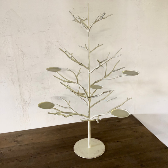 ju 様オーダー品　ロートアイアン製クリスマスツリー　アイボリー仕上げ 2枚目の画像