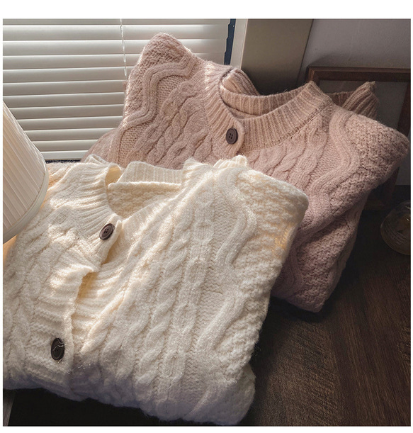 2色セーター、ニットセーター 、冬のセーター、前開きニットセーター 5枚目の画像