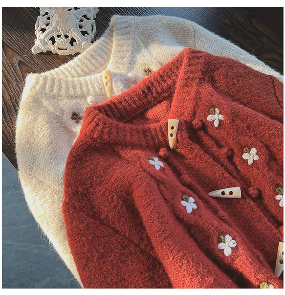 2色セーター、ニットセーター 、冬のセーター、前開きニットセーター 3枚目の画像