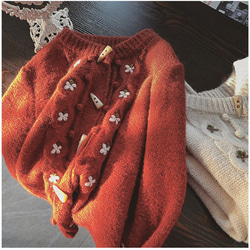 2色セーター、ニットセーター 、冬のセーター、前開きニットセーター 4枚目の画像