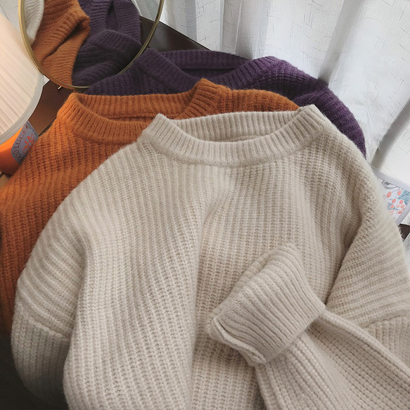 3色セーター、ニットセーター 、丸首セーター、冬のセーター 5枚目の画像